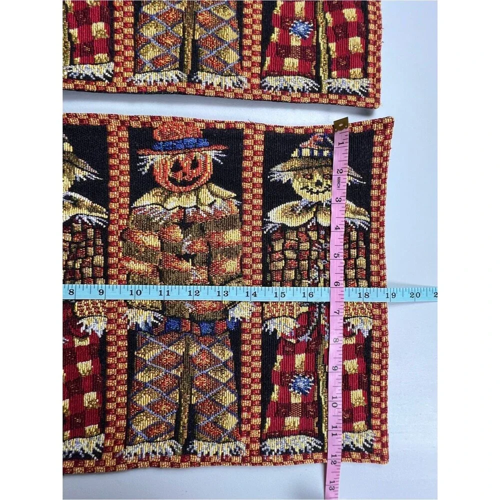 Set Of 2 Vintage Halloween Scarecrow Jack-O-Lanterns Tapestry Placemats
